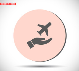 plane in the hand icon , lorem ipsum Flat design