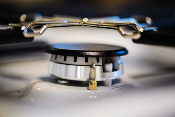 Natural gas burning on kitchen gas stove