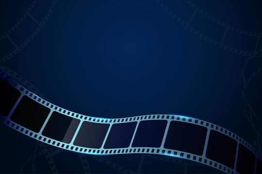 Film strip roll frame cinema background with place for text. Vector cinema festival poster, banner or flyer. Art design reel cinema filmstrip template. Movie time and entertainment concept