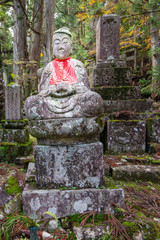 Jizo Statue in Ancient Graveyard of Okunoin Cemetery, Koyasan, Japan.