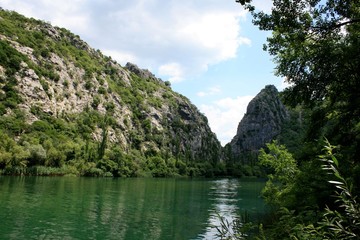 Naklejka na ściany i meble peaceful nature, Cetina river near Omis, Croatia
