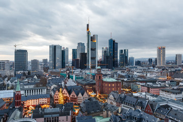 Frankfurt Skyline with christmas market