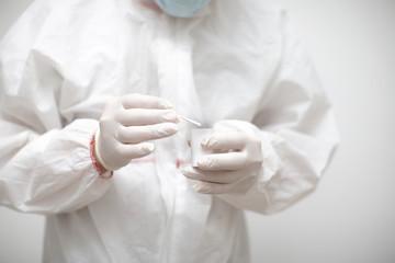 Coronavirus.A young student working in medicine.