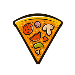 Slice of pizza. Food symbol vector illustration