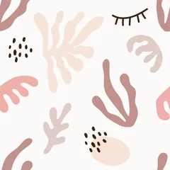 Papier Peint photo autocollant Pastel Joli motif sans couture hétéroclite à la mode avec des taches de forme de nature abstraite sur fond blanc, illustration vectorielle dans un style plat simple