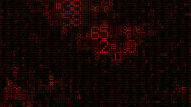 Glitch Numbers Digital Red 01