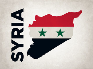 Syria map and flag in white background, Government Symbols of Syria