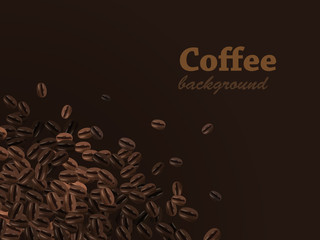 Coffee beans background with space for text.