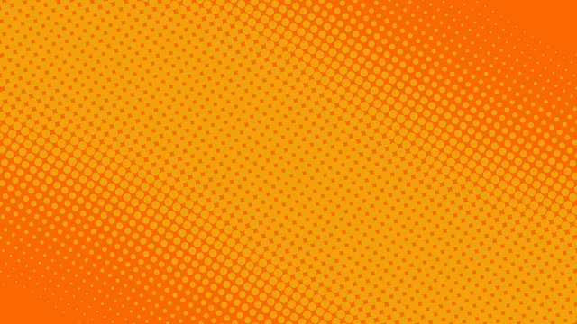 Bright orange pop art background in retro comic book style with halftone dot design, vector illustration eps10