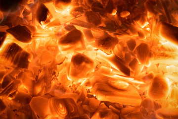 Hot burning coal texture background.