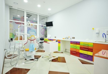 bright color interior of modern pediatric dentistry.
