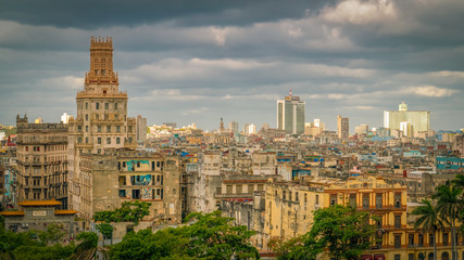 panoramic view on a cloudy day of havana, cuba 