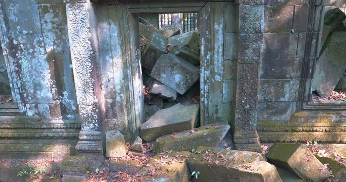 Beng Mealea ancient temple ruines in the middle of jungle forest in Sieam Ream, Cambodia