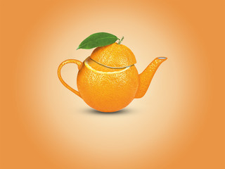Orange Tea Collage. Creative art Orange kettles manipulation