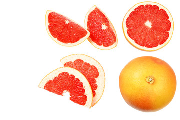 healthy food. grapefruit with slices isolated on white background top view