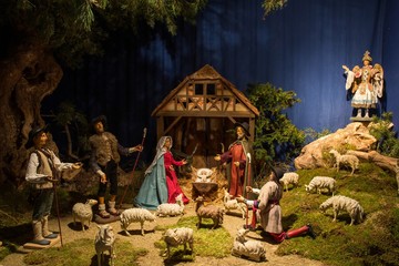 Krippe in Gutenzell in Oberschwaben Geburt Jesus in Bethlehem im Stall