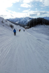 Fototapeta na wymiar Skiabfahrt von der Steinbockalm nach Maria Alm