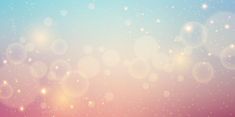 Obraz premium Abstract blue color blurred background with circles bokeh and glitter sparkle light. Cosmos. Holiday. Panorama. EPS 10