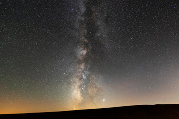 Beautiful milky way galaxy. Starry night sky. Space background. Astronomical photo.