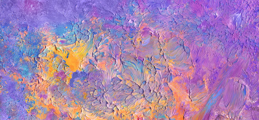 Obraz na płótnie Canvas Highly-textured colorful abstract painting background. Brush stroke. Natural texture of oil paint. High detail. Can be used for web design, wallpaper, pattern, art print, textured fonts, shapes etc.