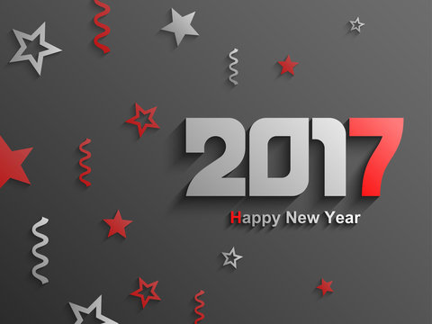 Happy new year 2017 abstract text design, Red ornaments and text, Vector Eps 10