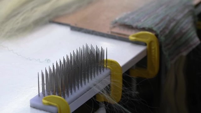 Women's wig production, wig production process, combing hair for a wig