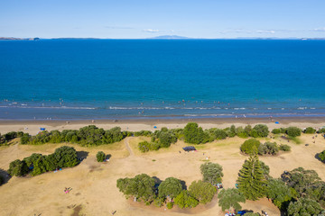 Aerial View of Long Bay, Beach, Ocean View, Park in Auckland, New Zealand
