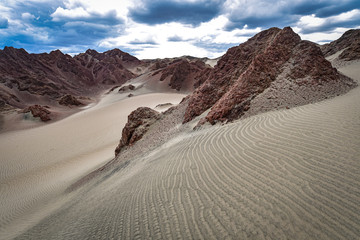 Landscapes and sand dunes in the Nazca desert. Ica, Peru.