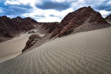 Landscapes and sand dunes in the Nazca desert. Ica, Peru.