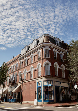 Commercial Stores And Restaurants In Historic Old Port District Of Portland, Maine.  Maine, USA