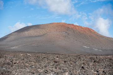 Volcanic landscape of Timanfaya National Park on island Lanzarote