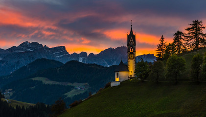 The Church of Santa Barbara in La Val - La Valle, Dolomites, Italy