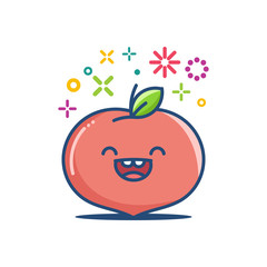 Peach kawaii emoticon cartoon illustration