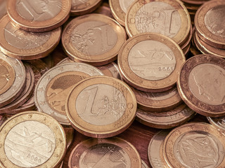 Close-up image of one and two Euro coins