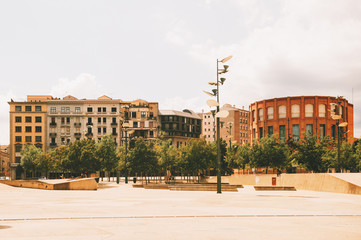 Carrer de la Premsa, Girona city, Spain, summer cityscape