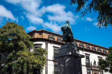 Statue of Zarco the discoverer of the island of Madeira 1419 in Funchal city centre