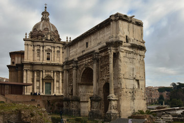 Fototapeta na wymiar Roman Forum and Palatine Hill