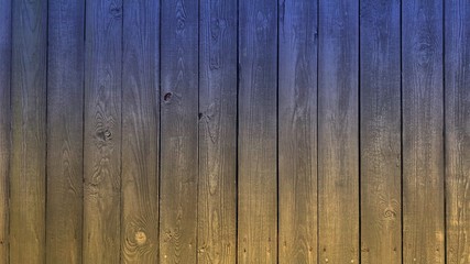 blue and yellow wooden fence panels HD background