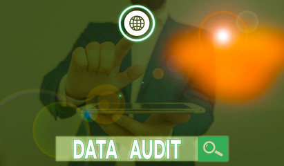 Word writing text Data Audit. Business photo showcasing auditing of data to assess its quality for...