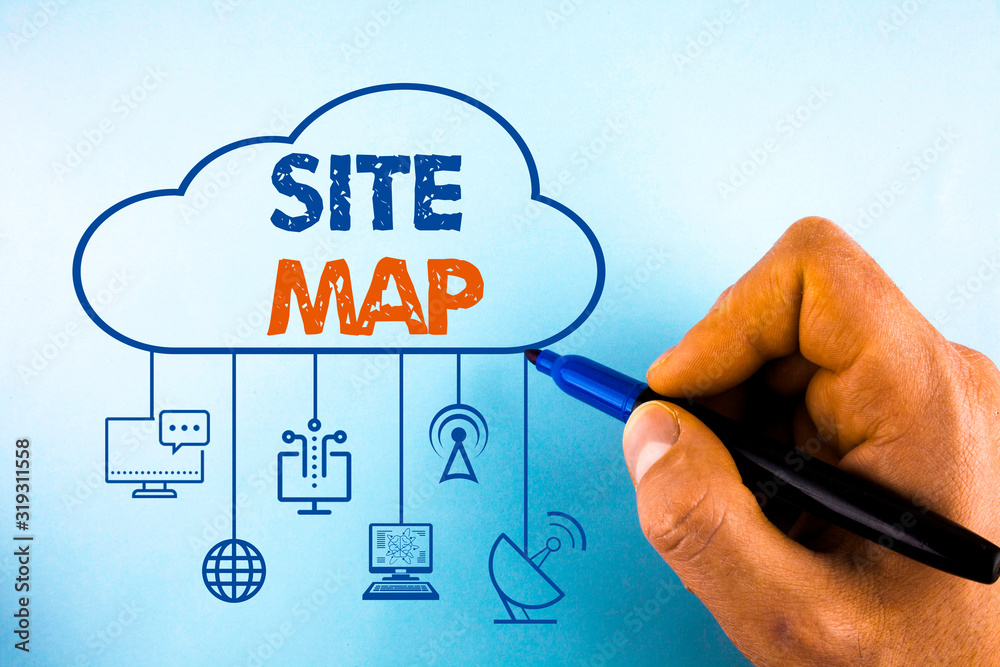 Poster word writing text site map. business photo showcasing designed to help both users and search engines