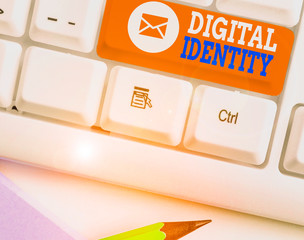 Word writing text Digital Identity. Business photo showcasing networked identity adopted or claimed...