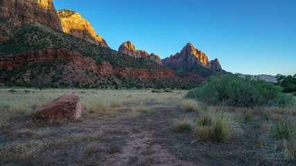 the watchman from parus trail in zion national park, usa