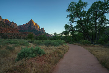 the watchman from parus trail in zion national park, usa