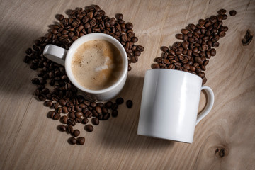 Coffee beans in a Cup of coffee