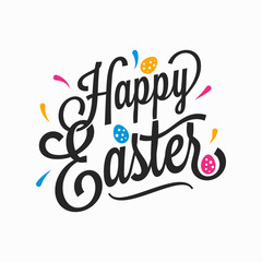 Happy Easter vintage sign with eggs on white - 319315543