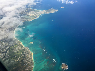 Aerial view of Kailua Beach on Oahu Hawaii