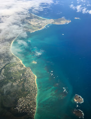 Aerial view of Kailua Beach on Oahu Hawaii