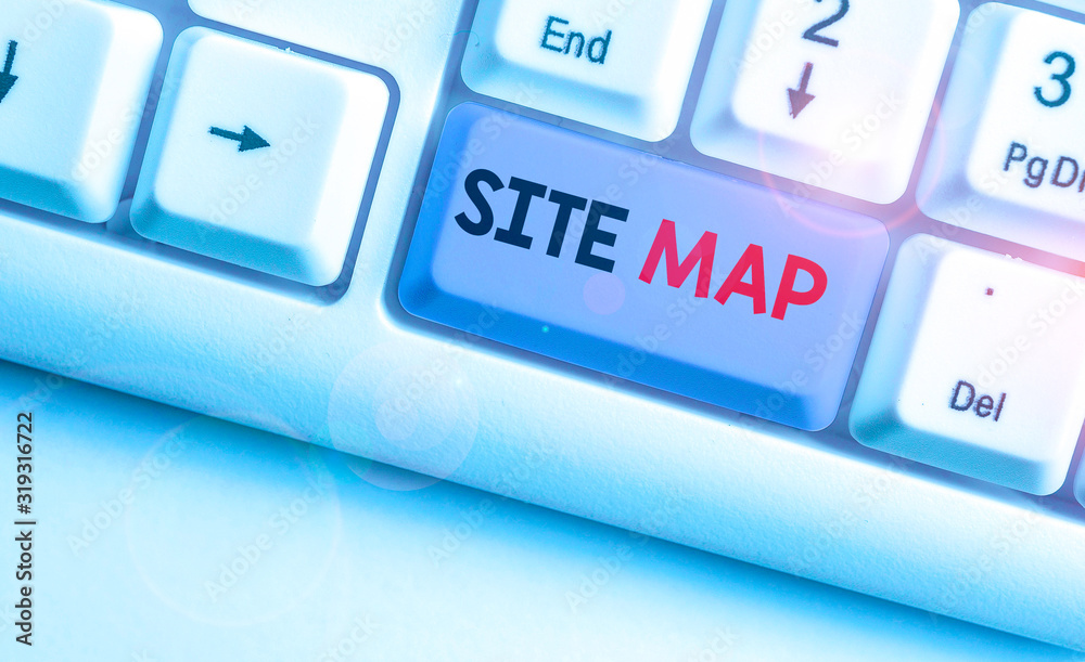 Poster word writing text site map. business photo showcasing designed to help both users and search engines