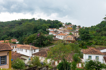 Fototapeta na wymiar Colonial style houses in the mountain with 