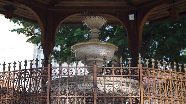 Sarajevo Begova Dzamija with front yard water fountan and faucets for ablution. Traditional Sarajevo mosque and the most popular traveling destination.